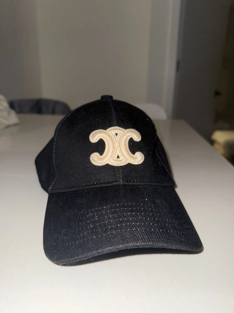 CELINE Triomphe Logo Baseball Cap in Black Denim Cotton triomphe baseball cap in cotton - BLACK | CELINE main image 3