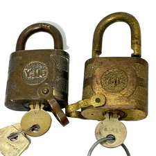 Vintage Yale  Super Pin Tumbler Brass Padlock with Keys Lot of 2