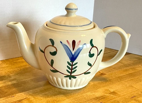 Vintage Shawnee Pottery USA Hand Painted Teapot - Pretty Retro Floral Pattern