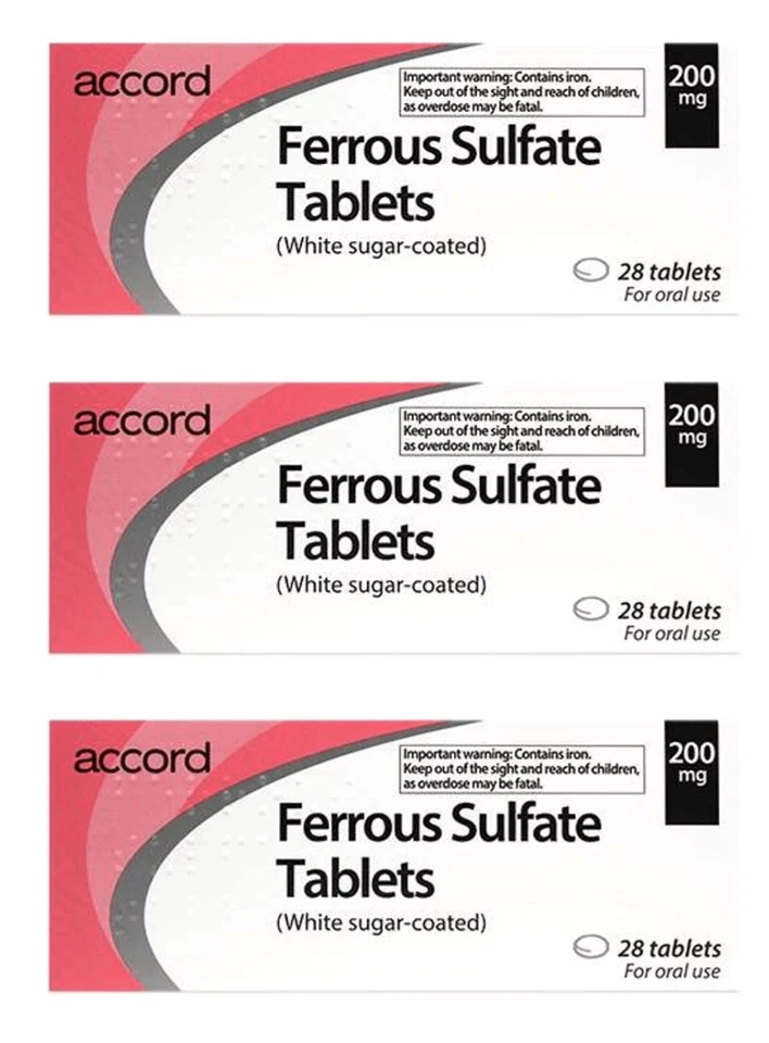 3 x Ferrous 200mg Tablets - Iron Supplement Anemia (Brands May Vary)