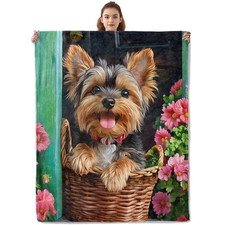 Yorkshire Terrier Dog Throw Blanket 60x50 Inch Soft Flannel Decor Dog Lover