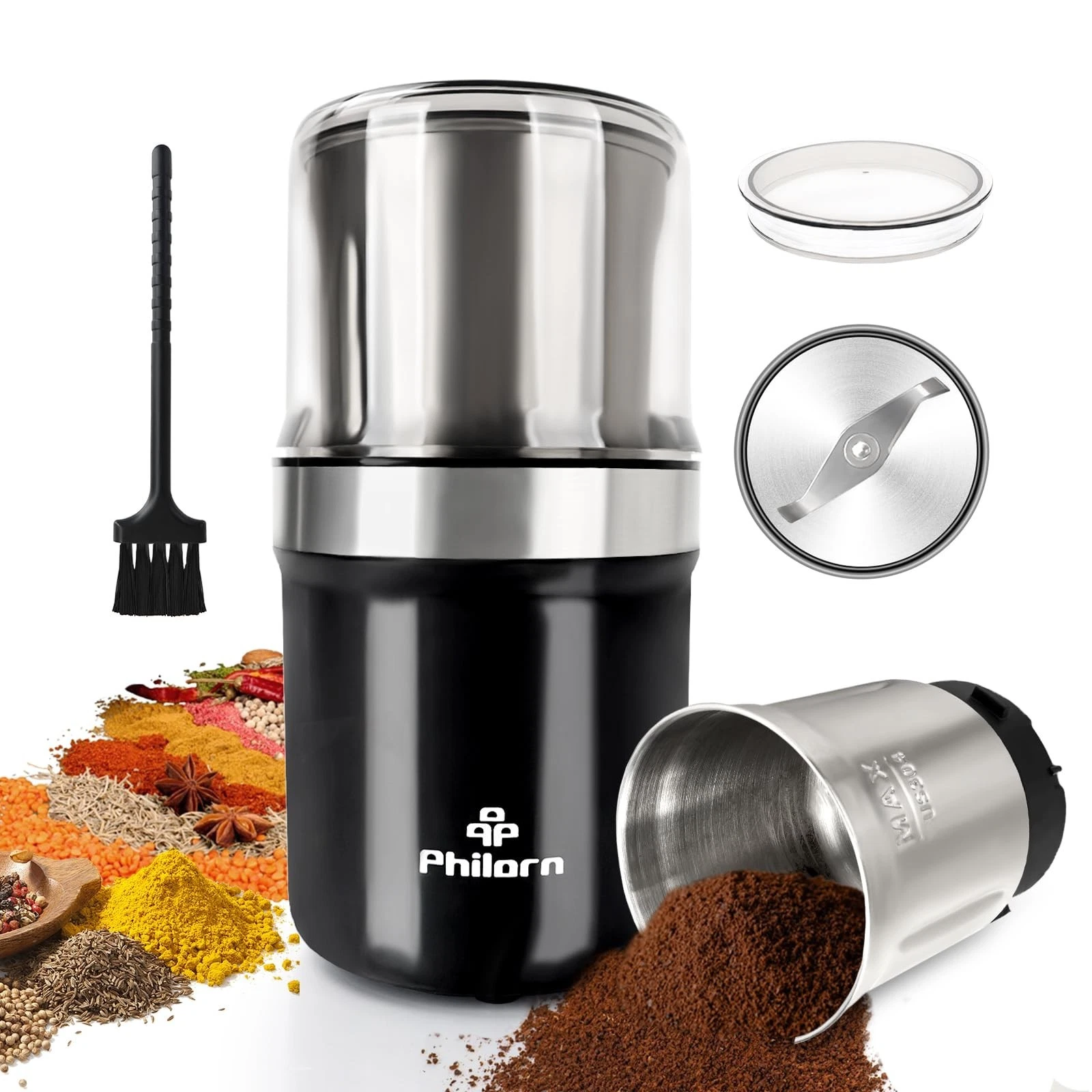 Electric Coffee Grinder 200W Stainless Steel Spice Bean Grinder 120g