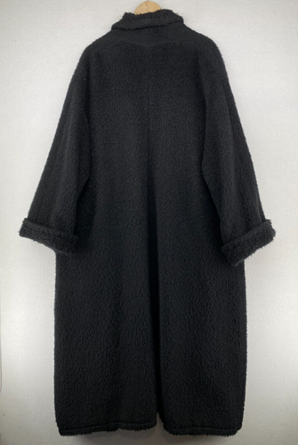 ANVERS Coat Womens XL Alpaca Kimono Shawl Collar Bathrobe Long Black - Picture 2 of 15
