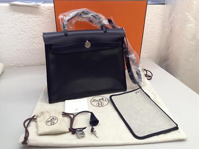 Hermès Herbag Zip PM 31 Toile H Berline Vache Hunter Schwarz Ecru - Neu !!!