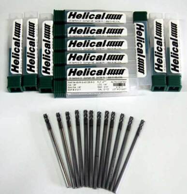 12 Pc. Helical 1/8''x1/4'' Vari. Pitch High Perf. Carbide End Mills w/C.R-SST,TI