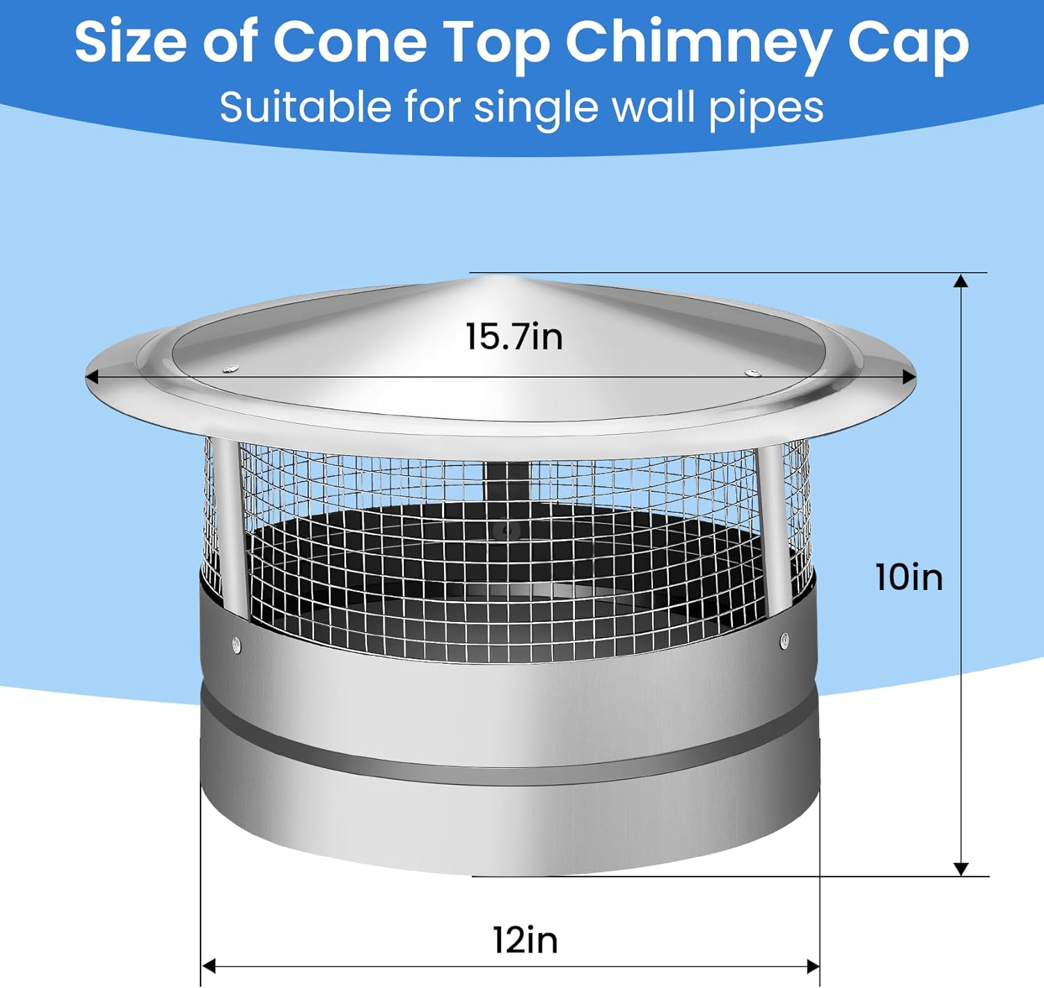12 Inch round Chimney Cap, 12 Inch Chimney Cap with Screen, Stove Pipe