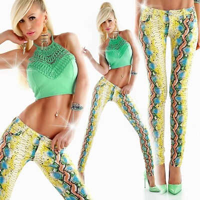 EU-QUEEN HIPPIE Hose Sommer Party Festival Leggings JEANS Snake Jeggins Schlange