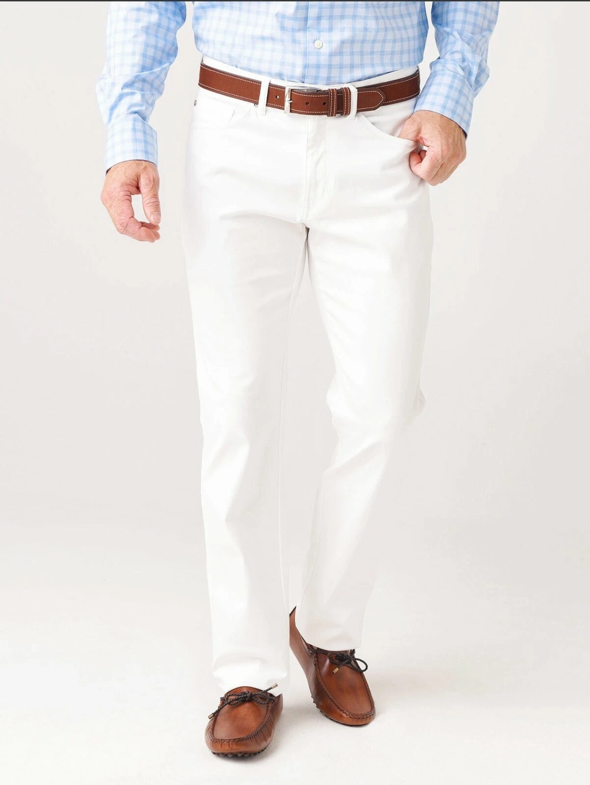 MEN'S COW GENUINE LEATHER Jeans Style 5 Pockets Motorbike White Pants
Opens in a new window or tab