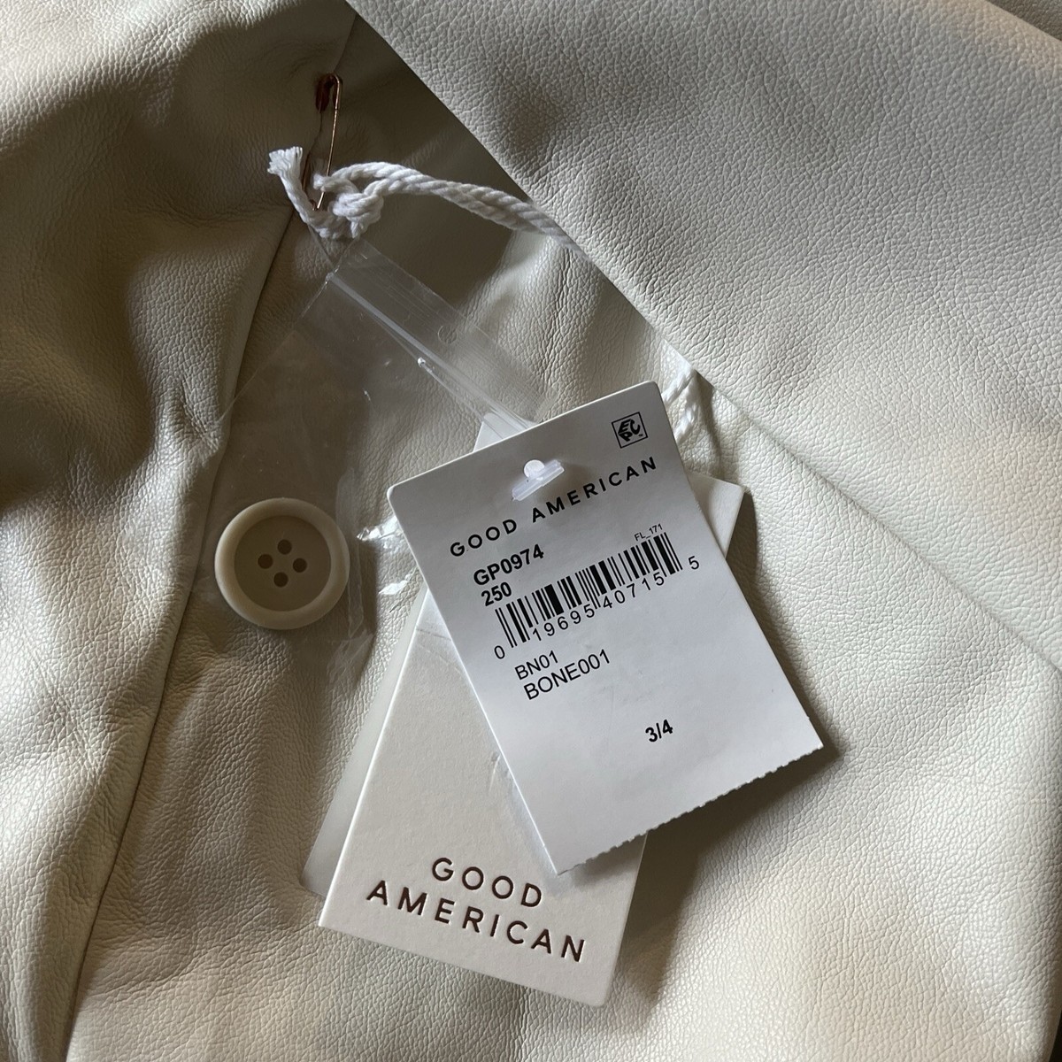 Good American Better Than Leather Faux Leather Shacket Bone Size 3