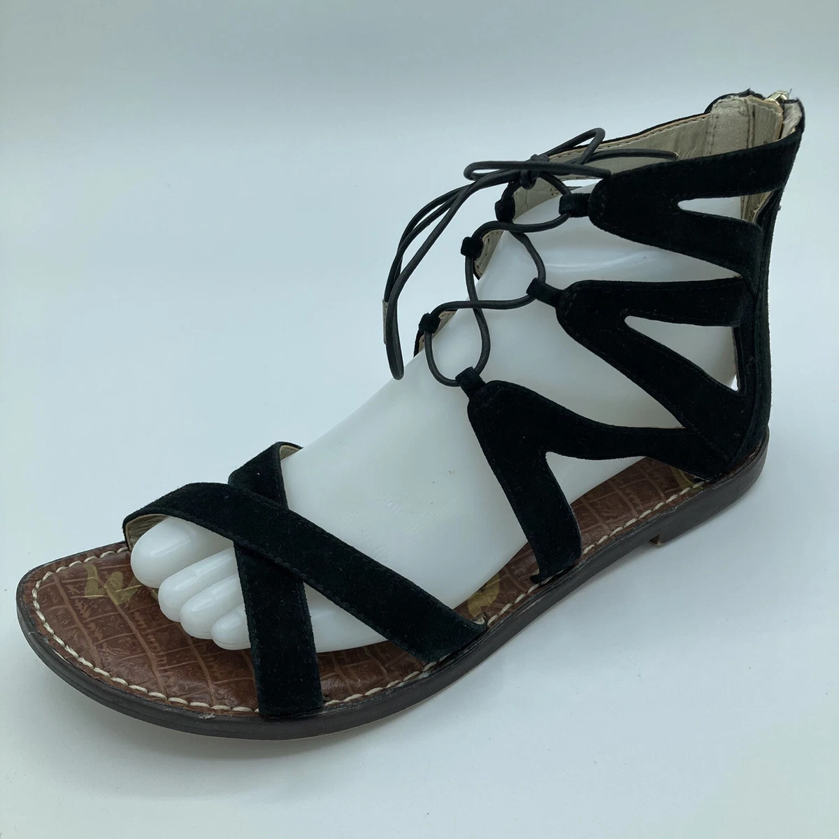 Sam Edelman Gemma Black Lace Up Gladiator Sandals US 8.5 EUR 38.5 Leather Upper