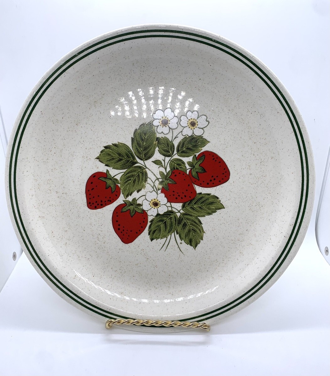 Vintage Strawberry Pattern Round Dinner Plate Ceramic 11”