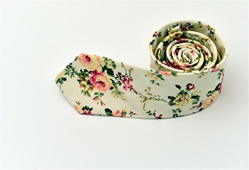Men's Skinny Tie Fashion Causal Cotton Floral Printed Linen Necktie One Size 13 - Bild 2 von 3