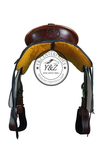 Sillín de cuero Western Barrel Racing Horse calidad premium juego de tachuelas tamaño 14"-18" - Imagen 4 de 4