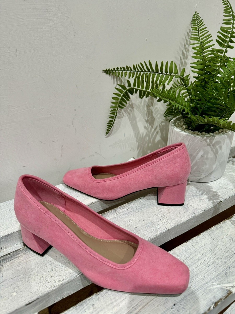Court Shoes Coral Suede Pumps PAOLA MID HIGH HEEL COURT PUMP SHOES