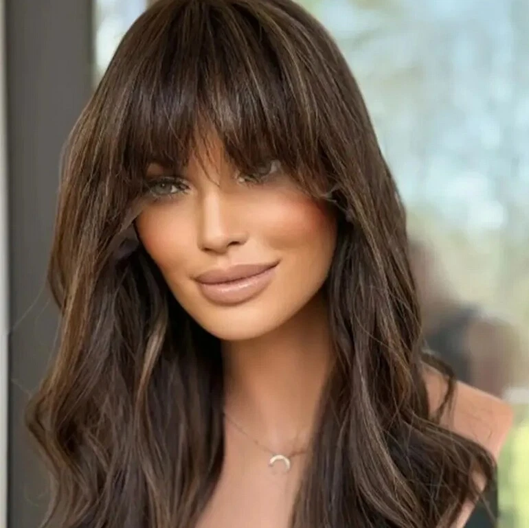 Highlights Wave Wig With Bangs 13x4 Lace Front Human Hair Wig for Women - Image 4 of 4