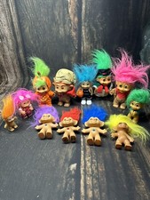 Vintage Lot of 12 TROLLS dolls rhinestone belly Christmas Halloween Magic Ect
