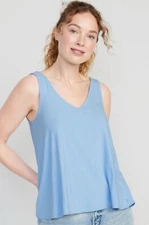 Old Navy Women's Size XXL ~ Blue Sleeveless Luxe V-Neck Swing T-Shirt NWT