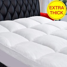 Extra Thick Mattress Topper Cooling Cotton Pillowtop Plush Cover Deep Pocket Pad