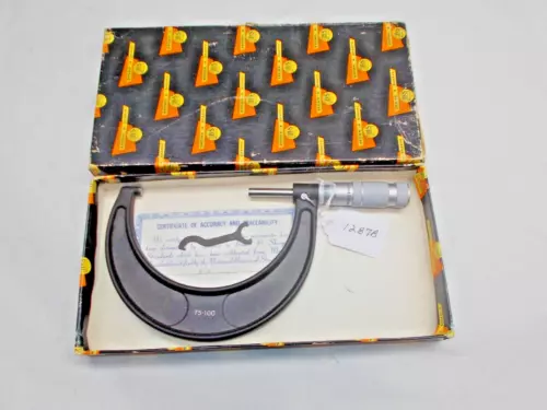 Brown & Sharpe 599-40-108, 75 - 100mm Micrometer with Original Storage Box, USA