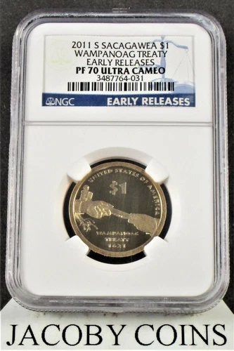 2011 S Sacagawea $1 NGC PF70 - Wampanoag Treaty - Early Releases Blue Label