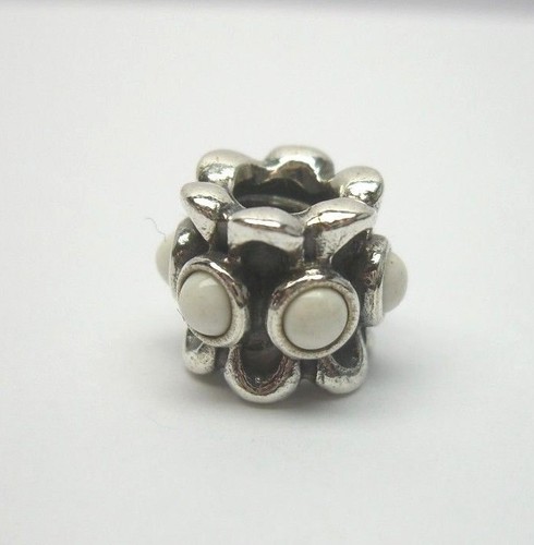 PANDORA FORGET ME NOT WHITE AGATE CHARM STERLING SILVER 925 ALE 790470AGW - Picture 2 of 5