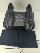Prada Calzature Uomo Black Calf Leather Lace-up Mens Dress Shoes US 7.5 