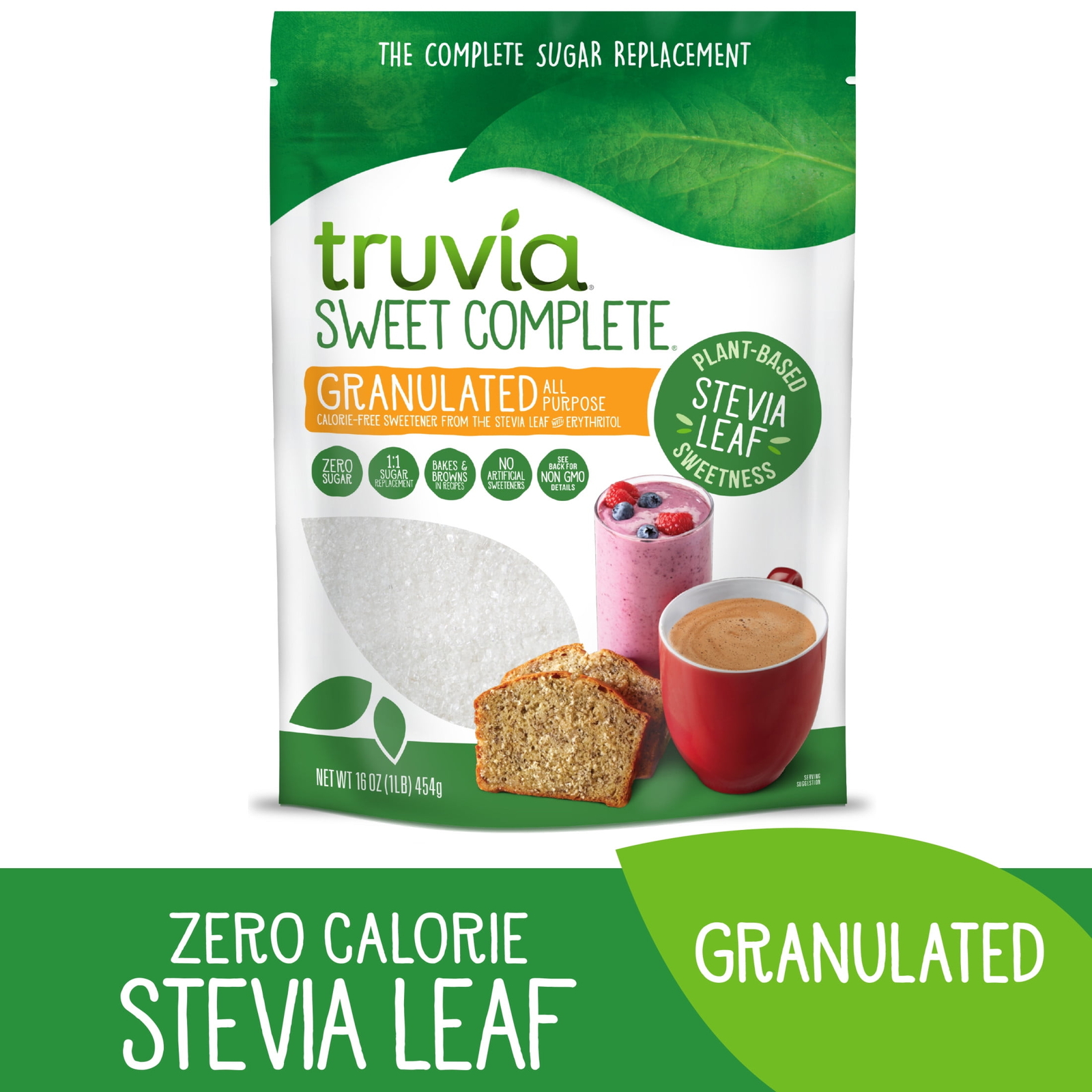 Truvia Sweet Granulated Calorie-Free Sweetener from The Stevia Leaf, 16 oz
