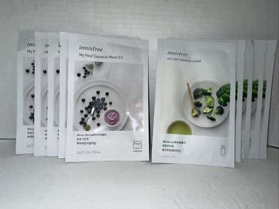 Innisfree My Real Squeeze Mask 10 Pack - 5 Acai And 5 Broccoli
