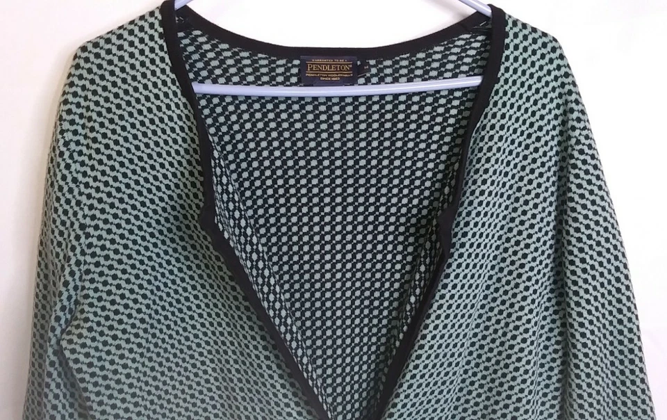 Women's Pendleton Checkered Turquoise Blue One Button Sweater Vest Size Med VTG? - Image 2 of 4