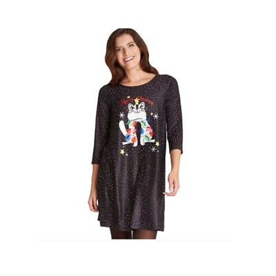 Dress Works Dresses | Nwt Dress Works Christmas Swing Dress Cat Meowy Print Ugly Christmas | Color: Red | Size: M