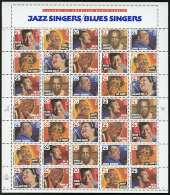 mintページ US #2854-2861 2854-61 2861a 29¢ Jazz Singers Sheet of 35 VF NH MNH