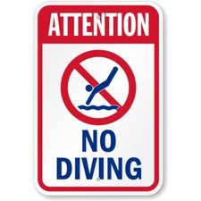 Attention No Diving Aluminum Aluminum Weatherproof Sign p787