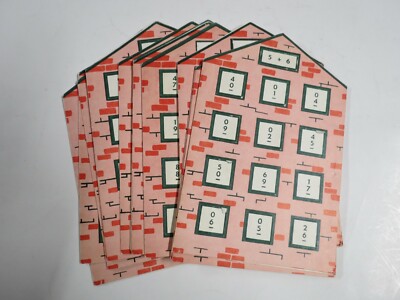 Vintage Set of 15 Math Flash Cards Practice Addition Brick House Building Flaps