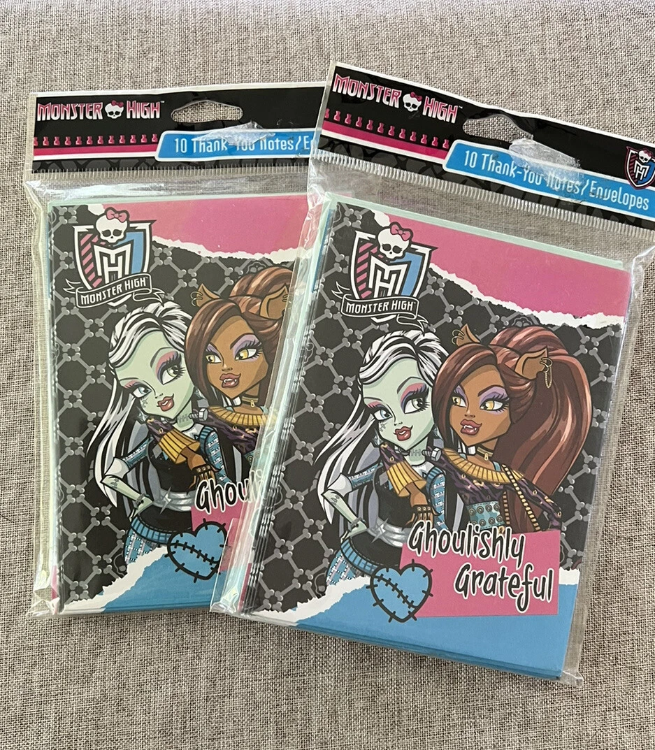 Monster High Ghoulishly Grateful Thank You Notes For Anything (10 Pack) NOS