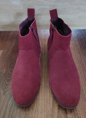 Bottines femme Vionic Vera vin rouge daim talon bloc fermeture éclair ~ taille 10 large - Photo 3/10