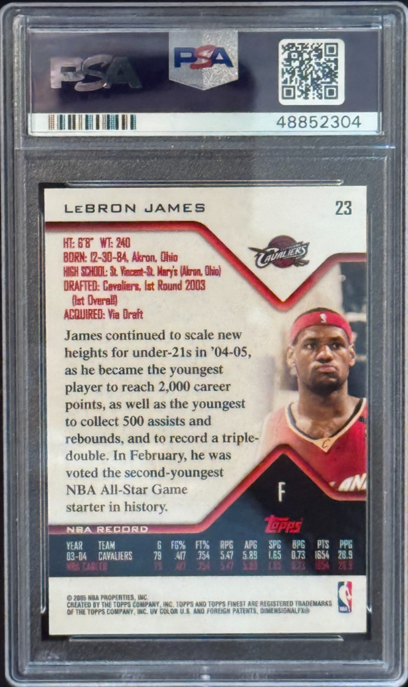 2004 LeBron James #23 Finest PSA 10 GEM MINT view 2