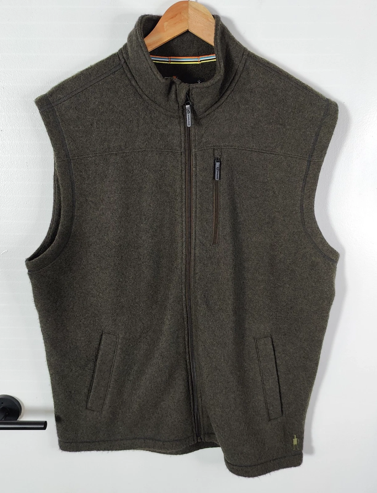 Smartwool Wool Blend Full Zip Vest Green Mens Size XXL Hiking Outdoors Logo