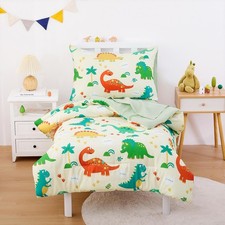 - Dinosaur Toddler Bedding Set for Boys, Cute Colorful Dinosaurs, 4 Pieces So...
