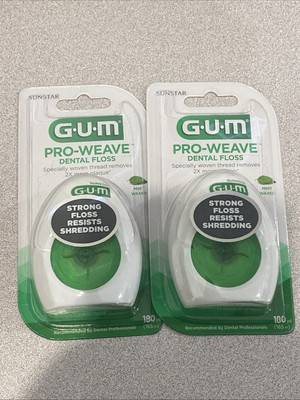 GUM Pro Weave Dental Floss Mint Waxed 180yd(165m) PACK OF 2!