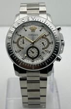 Beautiful Date Working Versace Chronograph New Chrono Silver Dial Wristwatch