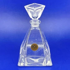RCR Royal Crystal Rock Decanter Pyramid Diamond Stopper 24% Lead Crystal Italy