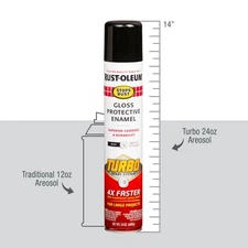 Black, Rust-Oleum 24 oz Stops Rust Gloss Turbo Protective Enamel Spray Paint