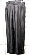 VTG DKNY Womens Dress Pants Trouser Y2K Linen Rayon 10 X 29" Black Flat Front
