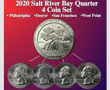 2020 P D S W  SALT RIVER BAY PARKS QUARTER 4 COIN SET NEW BU *