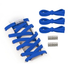 No Tie Shoelaces Elastic Shoe Laces 3Pcs with 2 Metal Buckles, Navy Blue