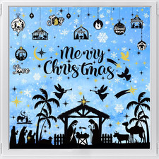 9 Sheets Nativity Scene Window Stickers, Jesus Christmas Clings for Party