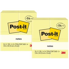 3x3 Sticky Notes Pack, 2400 Sheets, Canary Ye...