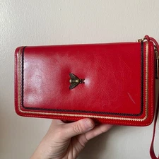 Gostwo Red Bee Embellished Zip Around Wristlet Wallet Cute Chic