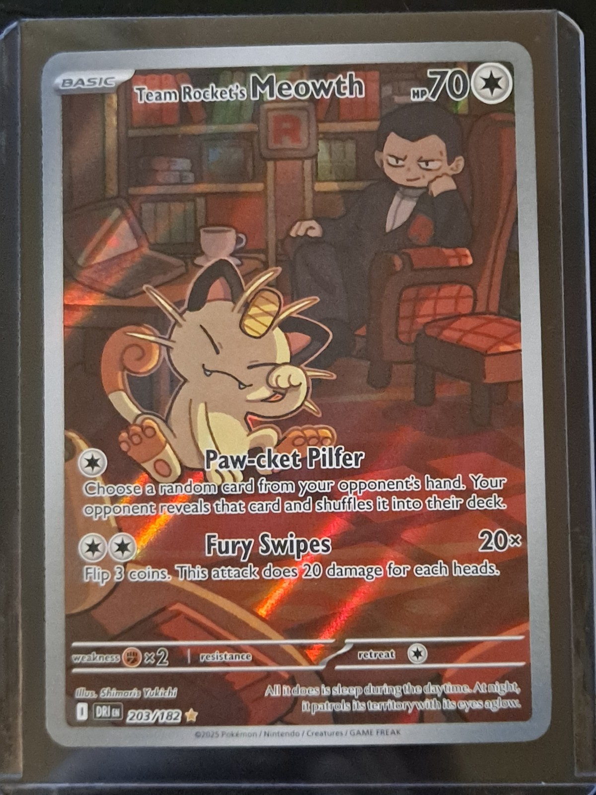 Team Rocket's Meowth - 203/182 - Destined Rivals - Illustration Rare - NM
