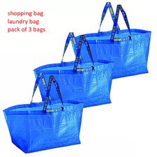 IKEA Shopping Bag Blue Large Size Sturdy Laundry Grocery pack of 3